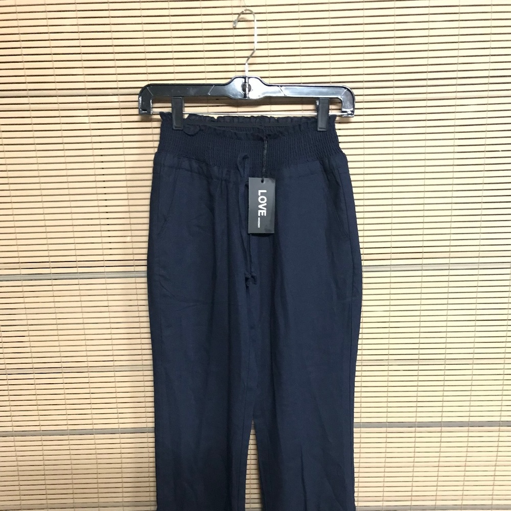 LOVE University Navy Women's Linen Pants (SIZE: M)